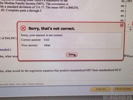 funny MathXL answer